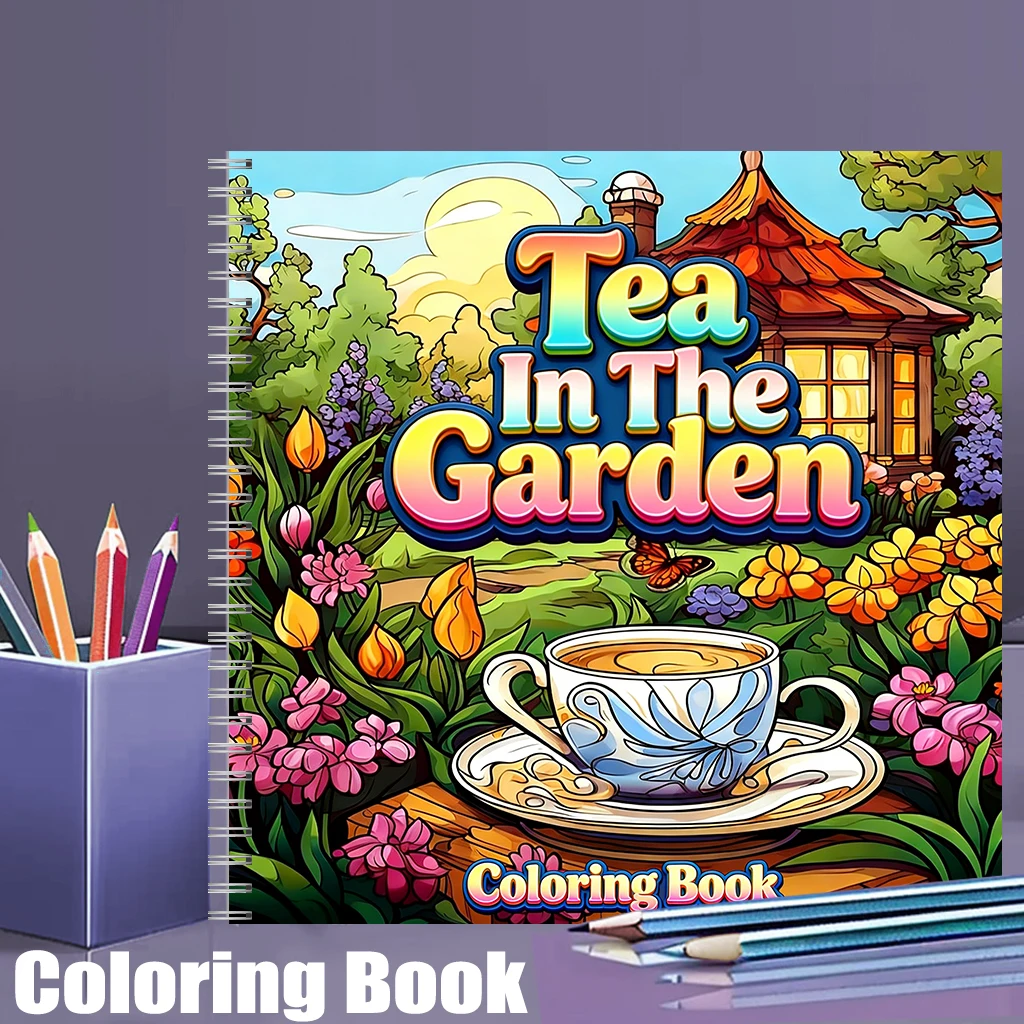 Farming And Agriculture - Tea In The Gardens kleurboek voor