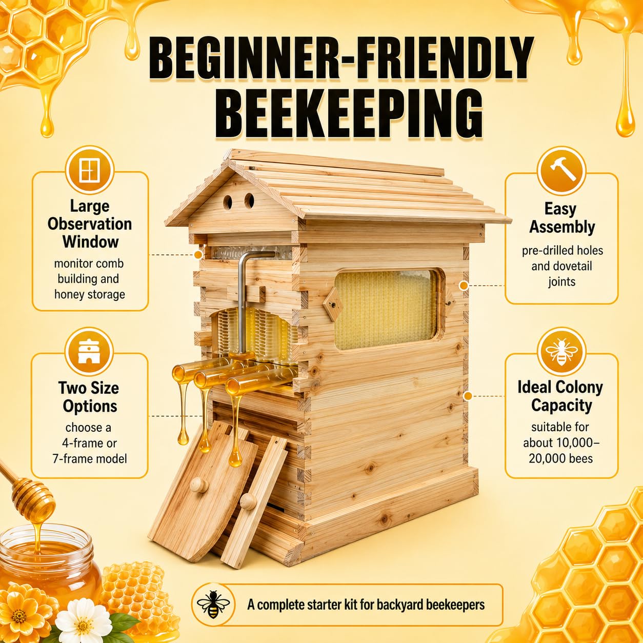 2-in-1 houten bijenkast met au - Beehive Frame Wax recensie en prijs