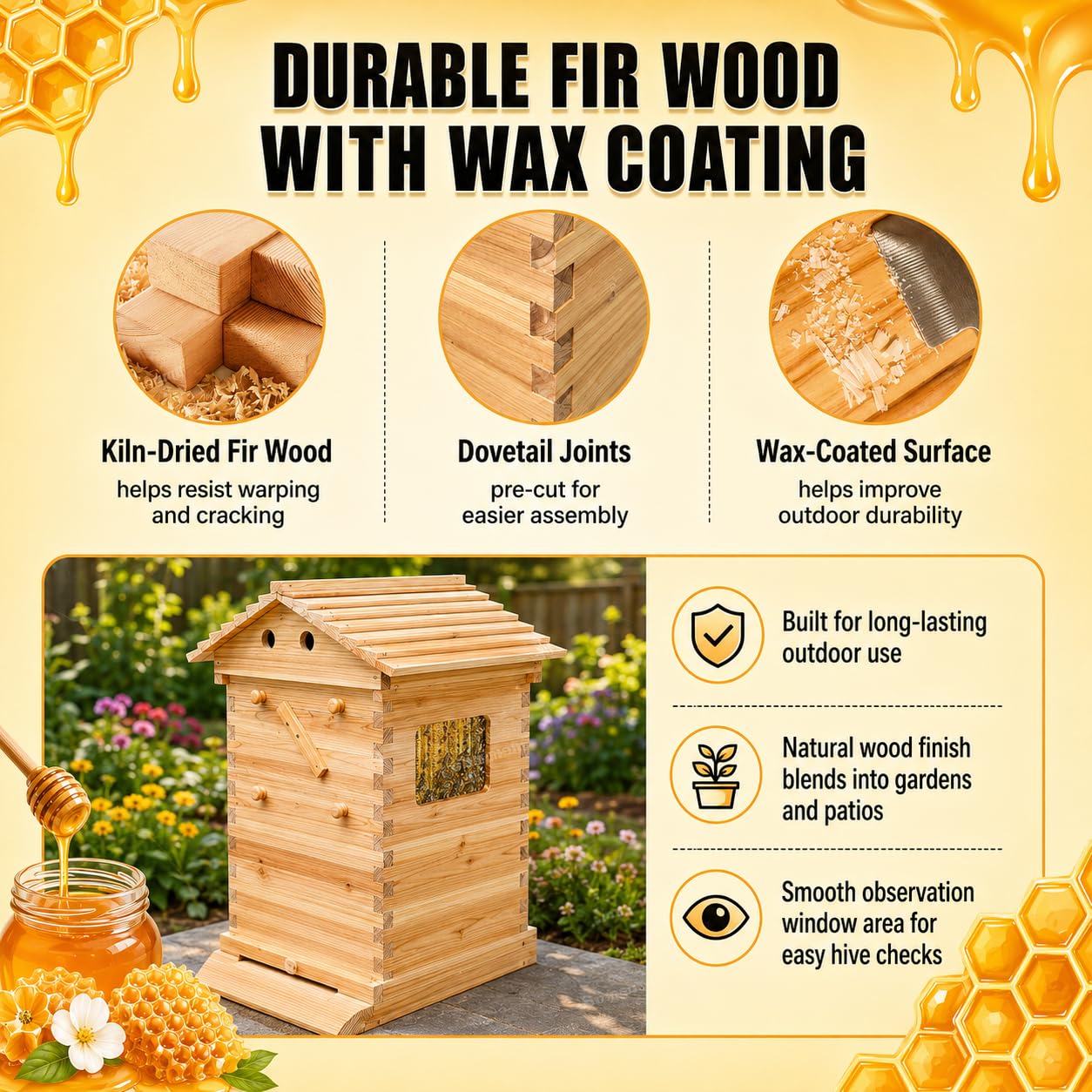 2-in-1 houten bijenkast met au - Beehive Frame Wax recensie en prijs